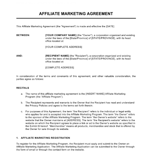 Affiliate Agreement