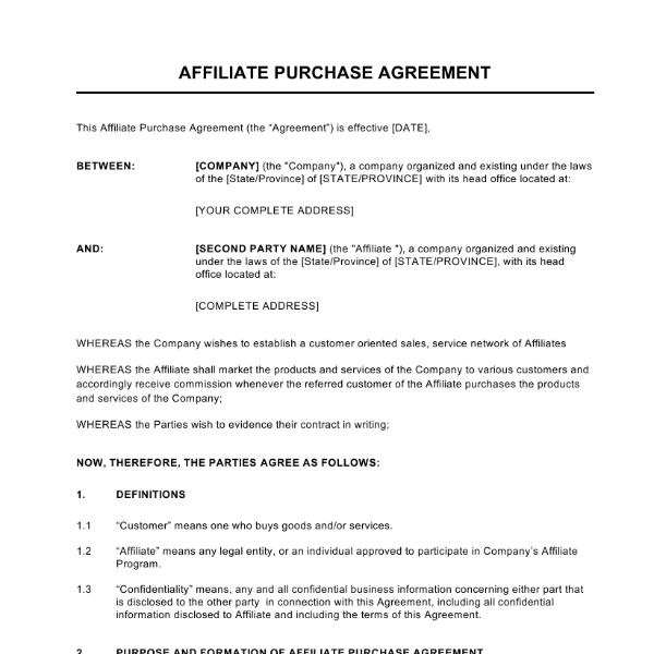 Affiliate Agreement